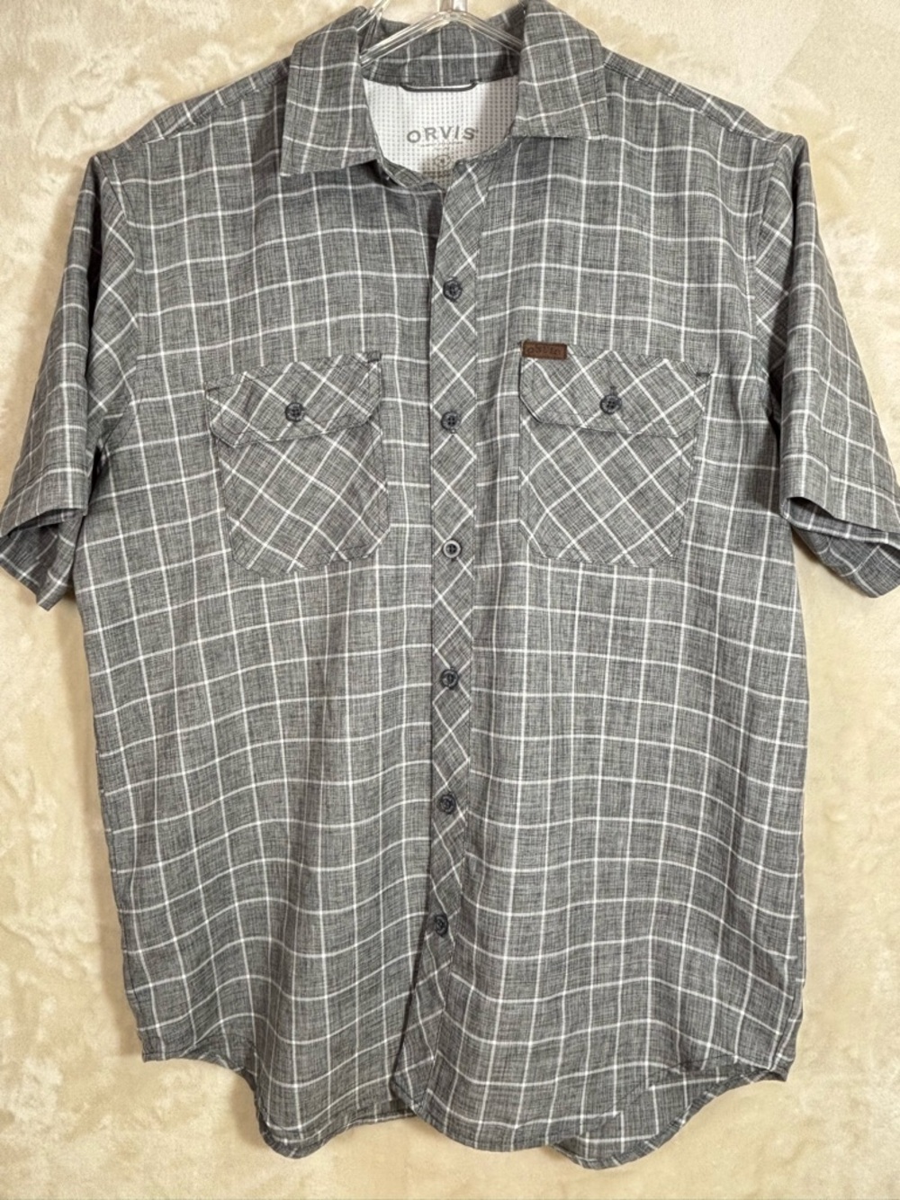 Orvis Men's Gray Plaid Short-Sleeve Button-Down Shirt